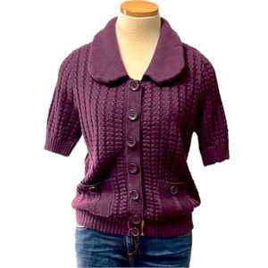 Marc by Marc Jacobs Cable Knit Cardigan Sweater, Purple, Small